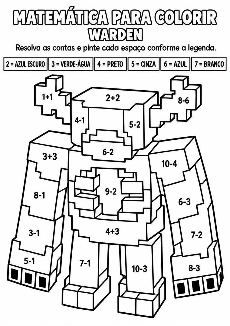 Atividade de matemática para colorir com um warden